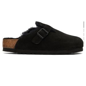 Black Boston Shearling Birkenstocks